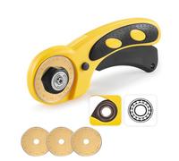 Headley Tools Bearing 45mm Rotary Cutter with 3pcs Extra Titanium Blades for Smoother, Deeper Cuts, Ergonomic Comfort Rolling Cutter with Safety Lock for Fabric, Leather, Sewing, Crafting, Quilting