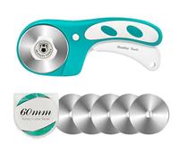 Headley Tools Rotary Cutter 60mm Upgraded with Bearing Design for Smoother and deeper cutting, Ergonomic Handle Rolling Cutter with Safety Lock for Fabric, Fabric, Leather, Crafting, Sewing, Turquoise