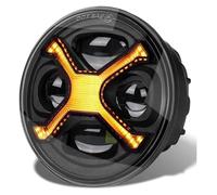 Headlight 5-3/4 5.75 Inch LED Motorcycle Headlight With White Hi/Low Beam Amber X For DRL Round Headlights Headlamp