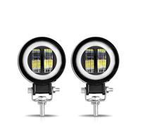 Headlight Assembly 3INCH 20W LED Angel EyeWork Light Bar Spot Lamp Offroad CarBoat Truck SUv Pickup 12V 24V DrivingFog Lamp Headlight Assembly Headlamp(2x ROUND WHITE RED)