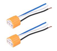 Headlight Connector, 2Pcs Female Ceramic Headlight Connector Plug Adapter Socket LED Bulb Conversion Cable Extension Connector Wiring Harness for H4/9003/HB2