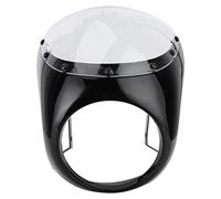 Headlight Fairing Cover, Motorcycle Headlight Fairing Wind Deflector 7inch Universal ABS Windshield for Motorcycles with 7in Headlight (Gloss black + transparent cover)