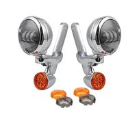 Headlight For Road For King For FLHR 1994-2013 For Electra For Street For Glide For FLHX 2014-2021 Motorcycle Turn Signal LED Spotlight Fog Light Bracket Headlamp(Black set B)