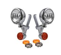 Headlight For Road For King For FLHR 1994-2013 For Electra For Street For Glide For FLHX 2014-2021 Motorcycle Turn Signal LED Spotlight Fog Light Bracket Headlamp(Chrome set B)