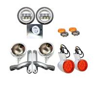 Headlight For Road For King For FLHR 1994-2013 For Electra For Street For Glide For FLHX 2014-2021 Motorcycle Turn Signal LED Spotlight Fog Light Bracket Headlamp(DRL SET B)