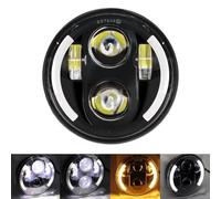 Headlight For Sportster 1200 883 For Street For Softail For Dyna 5-3/4" Projector Round Headlamp Headlight 5.75 Inch Black Halo Angel Eyes LED Headlamp(BLACK B)