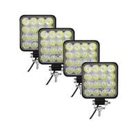 Headlight Glass Cover 12V/9-30V Led Work Light Square Spotlight/floodlight 48W/126W Car Headlight For Truck Off Road SUV Night Driving Fog Lamp(ABS-4pcs-12v-48W)