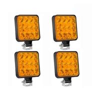 Headlight Glass Cover 12V/9-30V Led Work Light Square Spotlight/floodlight 48W/126W Car Headlight For Truck Off Road SUV Night Driving Fog Lamp(ABS 12v-48Wyellow4pc)