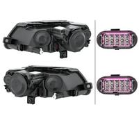 HELLA Headlight Set 1EL 247 014-831 Left, Right H7/H7, W5W DE, Halogen with bulbs, with motor for headlamp levelling