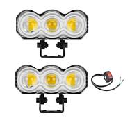 Headlight Motorcycle LED Spotlight For OffRoad Truck Super Bright Headlight 3Lens White Yellow RGB Work Light Hi/Low Beam Driving Fog Lamp Headlamp(2PCS Switch)