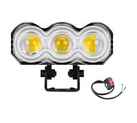 Headlight Motorcycle LED Spotlight For OffRoad Truck Super Bright Headlight 3Lens White Yellow RGB Work Light Hi/Low Beam Driving Fog Lamp Headlamp(1PCS Switch)