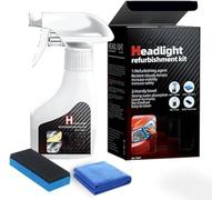 Headlight Restoration Spray, Ceramic Headlight Restoration Kit, Cleaner Restores Clear Car Plastic and Protects, Headlight Restore and Protect for Cars, Trucks, SUVs, Motorcycles (1 Bottle with Towel)
