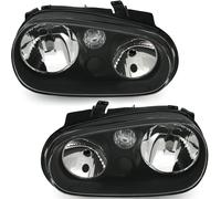Headlight Set Genuine Glass Black Left Right for VW GOLF IV 4 1997-2003