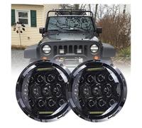 Headlights 1 Piece 7 Inch LED Round Headlights DRL Hi Lo Beam Headlamp 4X4 Offroad For Land For Rover For Defender 90 110 1995 1997 Car Accessories Black Headlight