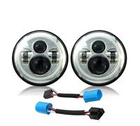 Headlights 2pcS 7" Led For Hummer For H2 2003 2004 2005 2006 2007 2008 2009 Headlight 7Inch Round DRL Turn Signal Halo Headlights With 9007 H4 Adapter Head Lamp(Chrome With Adapter)