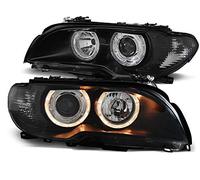 Headlights compatible with Bmw 3 Series E46 2003 2004 2005 2006 Coupe Cabrio GV-1202 Front Lights Car Lamps Headlamps Driver And Passenger Side Complete Set Headlight Assembly Angel Eyes Black
