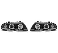 Headlights VR-1184 Front Lights Car Lamps Headlamps Driver And Passenger Side Complete Set Headlight Assembly Angel Eyes Black compatible with Bmw 3 Series E46 1999 2000 2001 2002 2003 Coupe