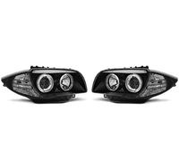 Headlights VR-1198 Front Lights Car Lamps Headlamp Headlamps Driver And Passenger Side Set Headlight Angel Eyes Black compatible with Bmw 1 Series E81 E87 2004 2005 2006 2007 2008 2009 2010 2011