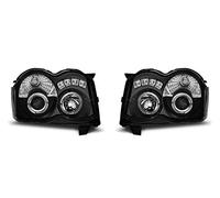 Headlights VR-1232 Front Lights Car Lamps Car Lights Headlamps Driver And Passenger Side Complete Set Headlight Assembly Angel Eyes Black compatible with Chrysler Jeep Grand Cherokee 2008 2009 2010