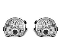 Headlights VR-1511 Front Lights Car Lamps Headlamp Headlamps Driver And Passenger Side Complete Set Headlight Assembly Angel Eyes Chrome compatible with Renault Twingo 1993 1994 1995 1996 1997 1998