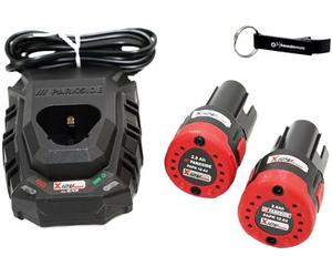 HEADNMORE® Bundle - Parkside® 12V / 2Ah Battery Set 2X Batteries PAPK 12 A4 2Ah + 1x Charger PLGK 12 A3 + HEADNMORE® Key Ring