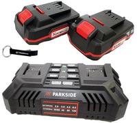 HEADNMORE® Bundle - Parkside® 20 V Battery Double Charger PDSLG 20 + 2 x 2Ah Battery + Headnmore® Keyring