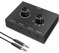Headphone Amplifier - 3.5mm Audio Switcher | 4-Input, 1-Output Stereo Two-Way Box | Plug And Play, Driver-Free + Hot-Swap Support | For Headphones/Speakers/Computers