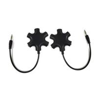 Headphone Audio Adapter 5-Way 3.5mm Stereo Splitter Cable - Male to 5 Female Ports for Earphones, Headsets & Smartphones (iPhone, Samsung, LG) - Black