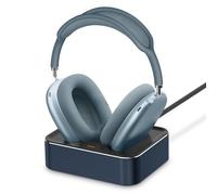Headphone Charging Station for AirPods Max 2024 & 2020 - Magnetic Headset Charger Dock with Dual Lightning & Type-C Connectors (Blue)