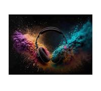 Headphone Color Splash Jigsaw Puzzle, 1000 Pcs For Adults | 52x38cm Cardboard, Brain Workout, Smooth Surface Finish, Adult Hobbyists, Stress Reduction