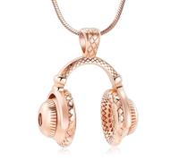 Headphone Cremation Jewelry for Ashes Keepsake Urn Necklace for Human Pet Ashes Locket Memorial Music Headset Pendant Necklace (Rose Gold)