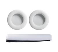 Headphone Ear Pad Headband Cover Replacement Set, White | Protein Leather Foam Cushions