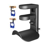 Headphone Holder Hanger 2022 Upgraded with 360° Rotating & Adjustable Arm Clamp for Controllers and Headphones, Headset Stand Under Desk Hook Mount Built in Cable Clip Organizer PC Gaming Accessories