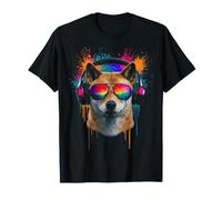 Headphone Illustration Sunglasses Art Animal Dingo Lover T-Shirt
