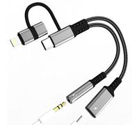 Headphone Jack Adapter USB C Aux 3.5mm Cable Lightning Audio for iPhone 17 16 15 14 13 Pro Max Charger Splitter Dual Port for Apple for iPad Wired Earphone Connector Dongle Compatible with Samsung S26