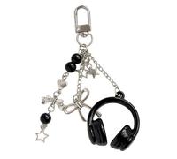 Headphone Keychain - Musical Theme Ornament With Bow, Stylish Mini Accessory Enhancing Fashion Expression Creating Playful Visual Charm | Handbag Tote Bag, Black, Se référer au descriptif