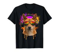 Headphone Motif Sunglasses Animal Dingo T-Shirt
