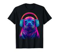 Headphone Print Animal Sea Lion T-Shirt