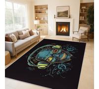 Headphone Skull Rugs for Living Room Bedroom, Hip Hop Skull Area Rugs Large 160x230 cm, Washable Non Slip Pattern Carpet Home Decor C&J35