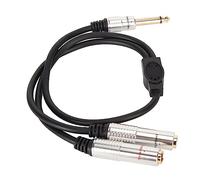 Headphone Splitter, 1/4 Inch Aluminum Alloy Shell Stereo Y Splitter 6.35mm Mono Male Plug to Dual 6.35mm Female Headphone Jack Adapter for Amplifiers