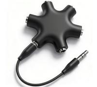 Headphone Splitter, 3.5mm Male to Female Audio Splitter, 5 Way Earphone Adapter Stereo Headset Audio Extension Cord Compatible with iPhone Smartphone Laptop PS4 Xbox MP3 Player Speaker (Black)