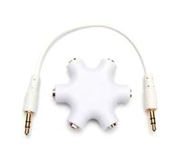 Headphone Splitter, 3.5mm Male to Female Audio Splitter, 5 Way Earphone Adapter Stereo Headset Audio Extension Cord Compatible with iPhone Smartphone Laptop PS4 Xbox MP3 Player Speaker (White)
