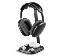 Headphone Stand, Curved Headset Stand with Storage Tray, Gaming Headset Holder for AirPods Max, AirPods Max 2, AirPods, AirPods Pro, Beats, Bose, Sony and More (Black)