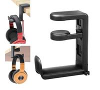 Headphone Stand Holder With Cable Clip, 360Degree Swivel Adjustable Springed Clamp Headset Desk Hook, Headset Stand Headphone Holder, HeadphoneStand & Headphone Hook Fits Various Space Effortlessly.