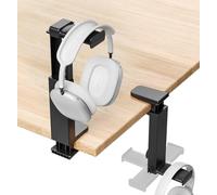 Headphone Stand Under-Desk or Headset Holder Above-Desk, Headphone Hanger & Headset Hook Under Desk Mount with Spring Clamp & Height Adjustable & Cable Clip for Gaming Gift Accessories