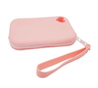 Headphone Storage Case - Square Silicone Bag, Waterproof Cable Tie Cord Bag | Portable Makeup Organizer Key Box with Zipper Multifunctional Accessories for Women, Girls, (4.72x0.96x3.54 inches), PINK,