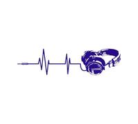 Headphone Vinyl Wall Sticker Music Art Dj Diecut Weatherproof Decal Silhouette Cut Headphone Sticker-S-14x57cm-DarkBlue