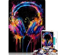 Headphones Colorful Splash Art 1000 Pieces Jigsaw Puzzle For Adults Teens,Learning Educational Toy for Is Ideal As A Gift for The Whole Family (38x26cm)