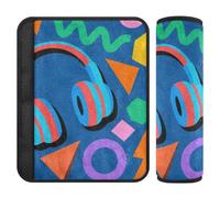 Headphones Geometric Shapes Memphis Style 2 Pack car seat Shoulder Pads More Comfort Driving for Van Protector para cinturón de carro