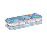 Headphones Geometric Shapes Memphis Style Designed Plastic Pencil Box Clear Double-Deck Pencil Container For Art Supplies With Snap-Tight Lid